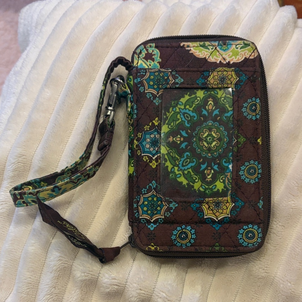 Vera Bradley Brown and Green Wristlet
